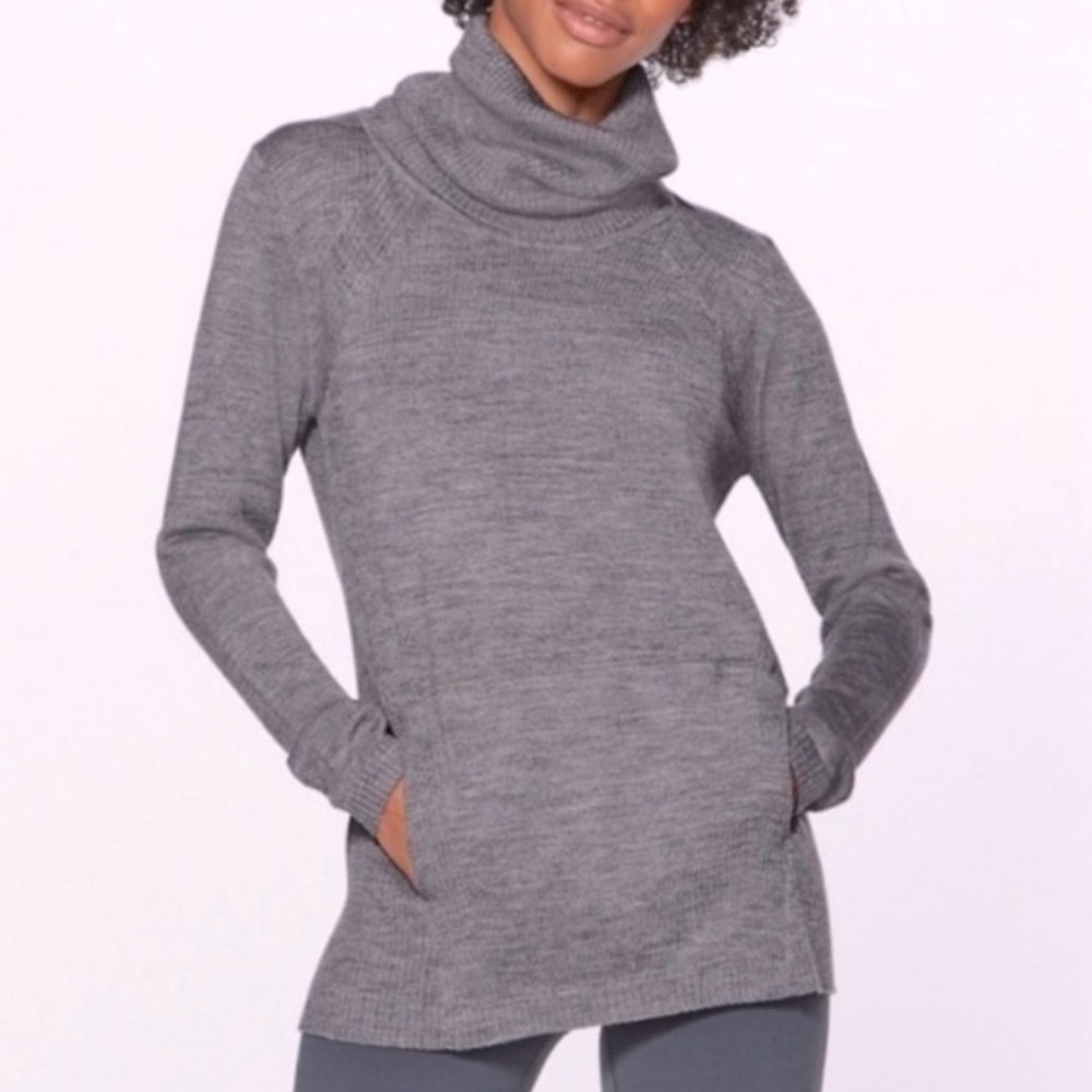 Lululemon Sweat And Savasana Sweater Rib-Knit Turtleneck Heather Gray Size 4